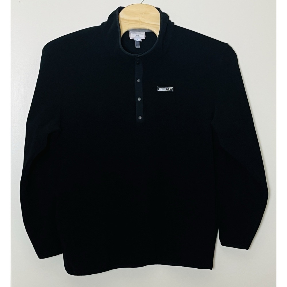 Obermeyer Fleece Pullover Sweatshirt Men's XL Black T Snap Henley‎ Ski Outdoor